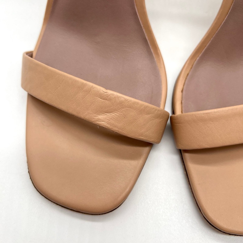 Diane Von Furstenberg Sandals Women 8 Tan Stiletto Ankle Strap Chain Detail - Picture 11 of 12